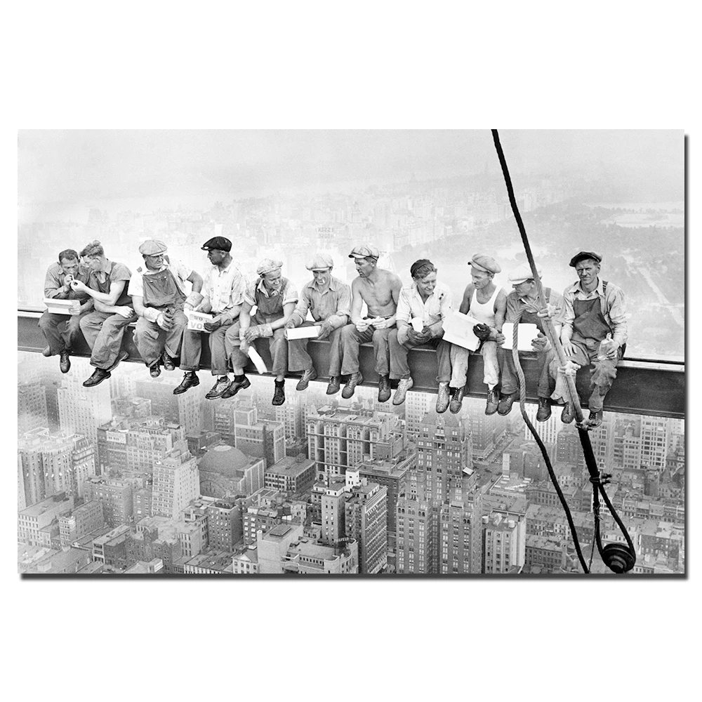 Empire State Building Construction Workers Canvas Painting Home Decor Poster Wall Art Pictures for Living Room