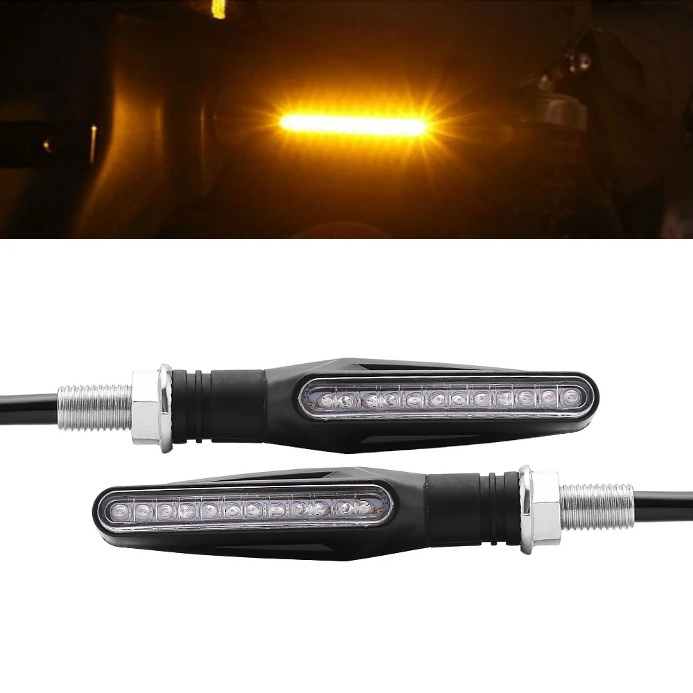 1PCS LED Motorcycle Turn Signals Light 12 SMD Tail Flasher Flowing Water Blinker IP68 Bendable Motorcycle Flashing Lights