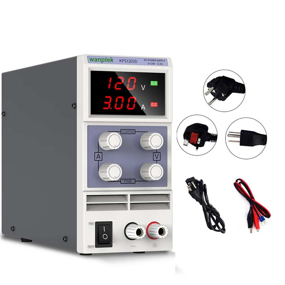 Adjustable DC Power Supply 120V 3A LED Digital Lab Bench Power Source Stabilized Power Supply Voltage Regulator Switch Wanptek