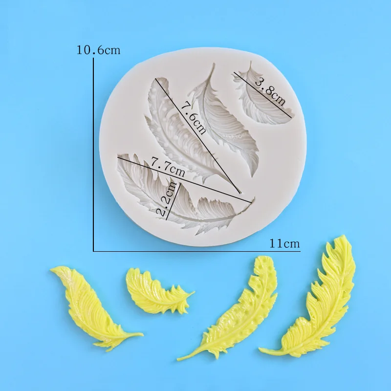 Silicone mold Feather shape fondant mold cake decoration UV Resin chocolate mold plaster Sugar Clay mould M2725