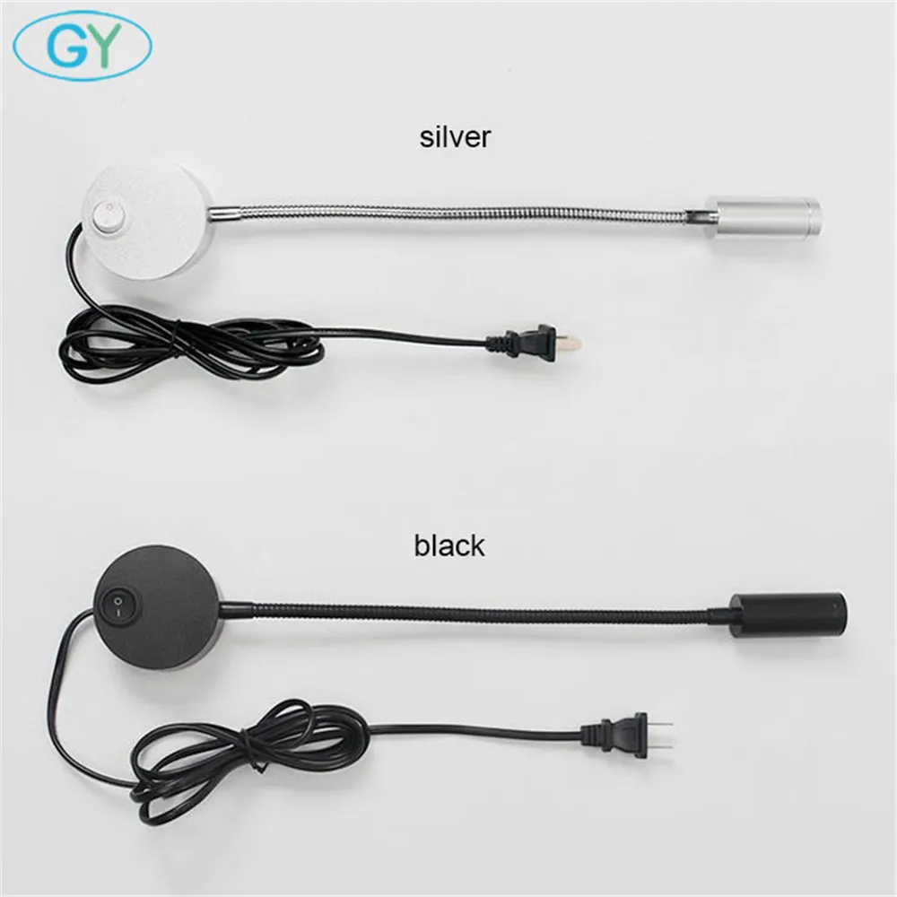 Luz Led de pared con cuello de cisne, lámpara con cable Flexible de 3 vatios, candelabro, iluminación para dormitorio, lectura, baño, color blanco y