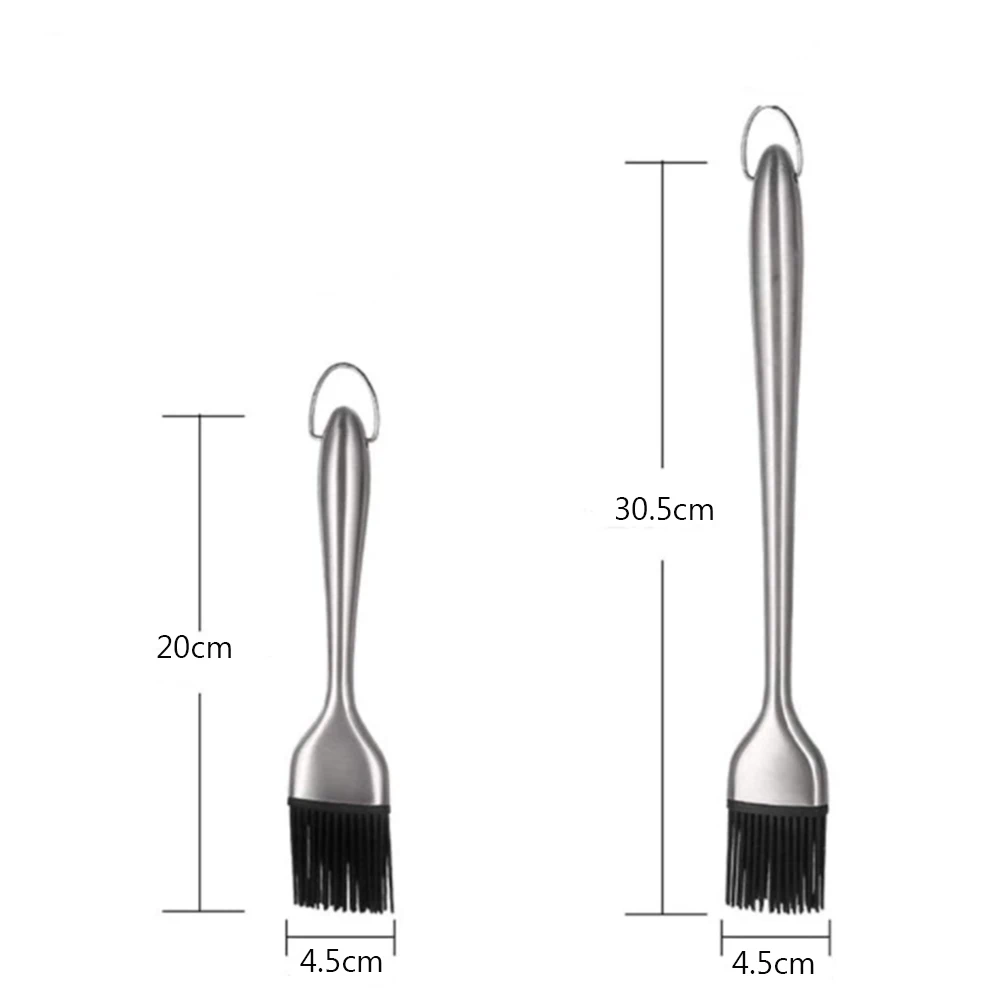 Spazzola per imbastitura in Silicone BBQ Grill spazzola per salsa d'olio manico in acciaio inossidabile spazzola per pasticceria burro spazzola per pane accessori da cucina per barbecue