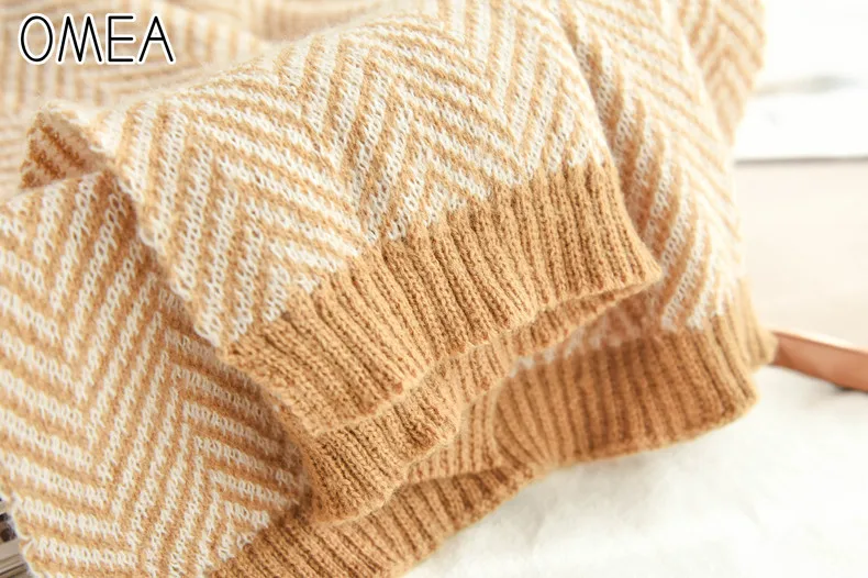 OMEA 2019 Cashmere Scarf Winter Accessories Herringbone Wool Scarf Women Knitted Shawls and Wraps Blanket Scarf Luxury Thickened