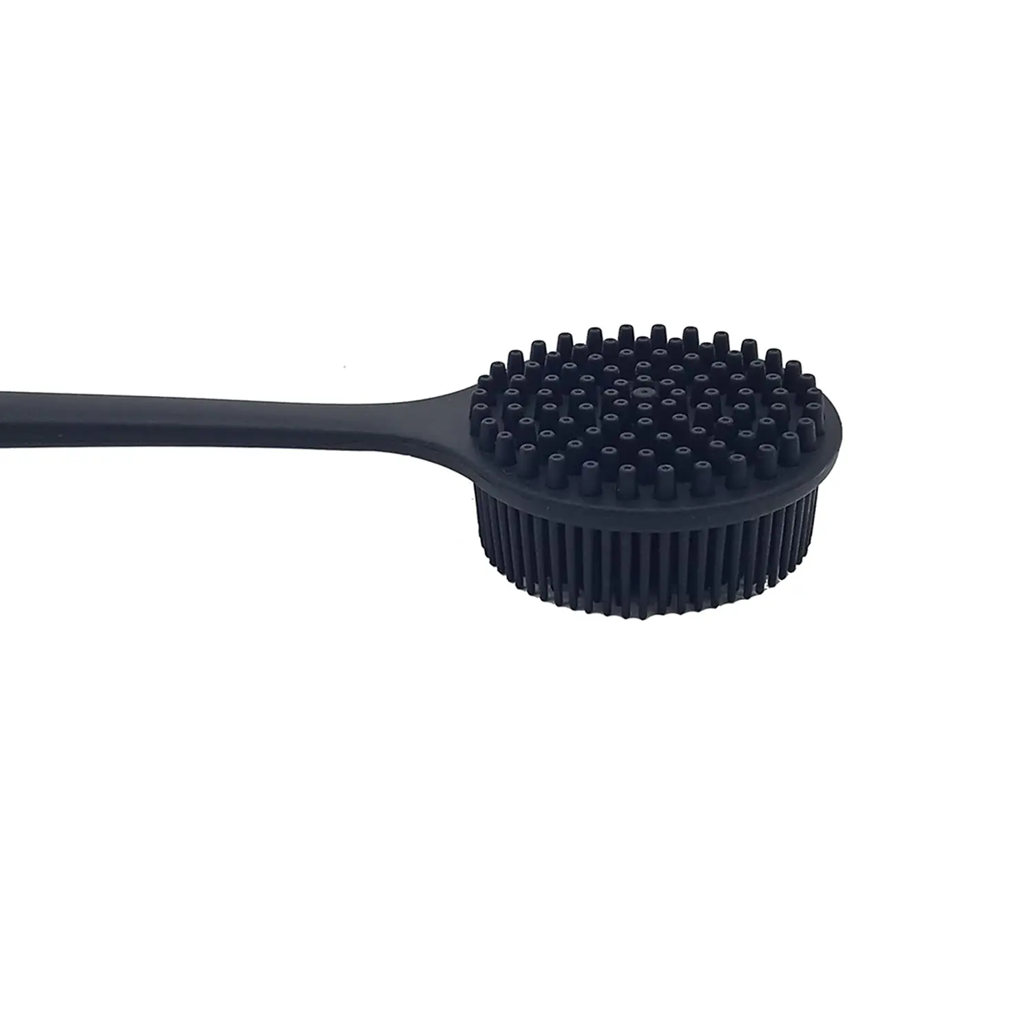 Soft Silicone Back Scrubber Shower Bath Body Brush with Long Handle, BPA-Free, Hypoallergenic, Eco-Friendly (Black)