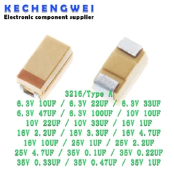 10pcs Type A 100UF 0.22UF 1UF 4.7UF 10UF 22UF 33UF 47UF Tantalum Capacitor 6.3V 10V 16V 25V 35V 226 336 224 475 106 107 476 105