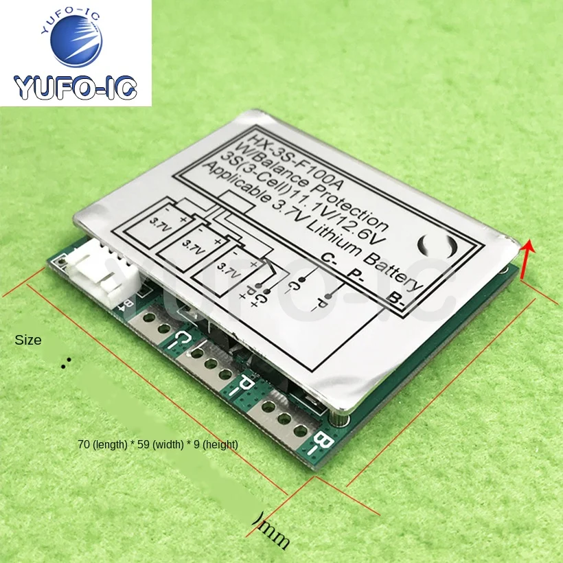 Free Ship 3pcs Three-String 12v100a Lithium Guard Plate With Balanced Lithium Battery Polymer 18650 Protection Board Split Port