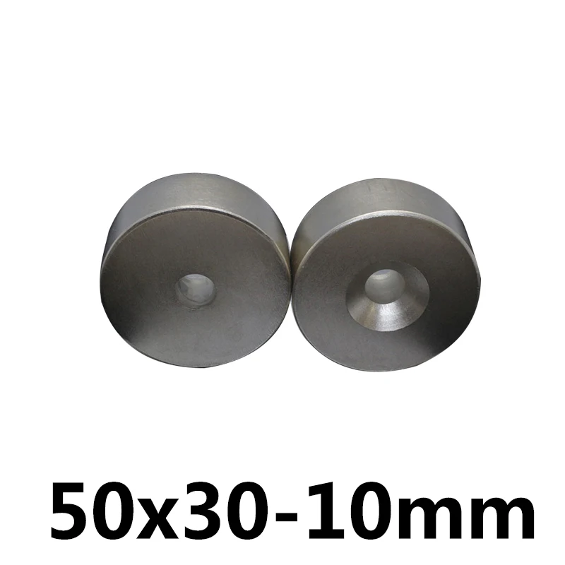 

1/2/3PCS 50x30-10mm Powerful Perfect Magnet 50*30 Hole 10 mm Big Round Countersunk Neodymium Magnetic Magnet