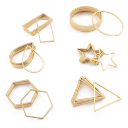 10pcs Stainless Steel Geometric Hollow Frame Bezel Circle Charms For DIY Handcraft Jewelry Making