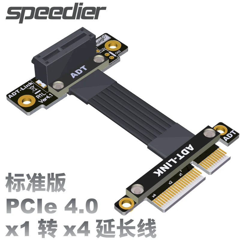 

Профессиональный PCIe 4,0x1 до x4 ленточный Удлинительный кабель PCI E 1x до 4x переходная карта 90 градусов вертикальный удлинитель графического процессора