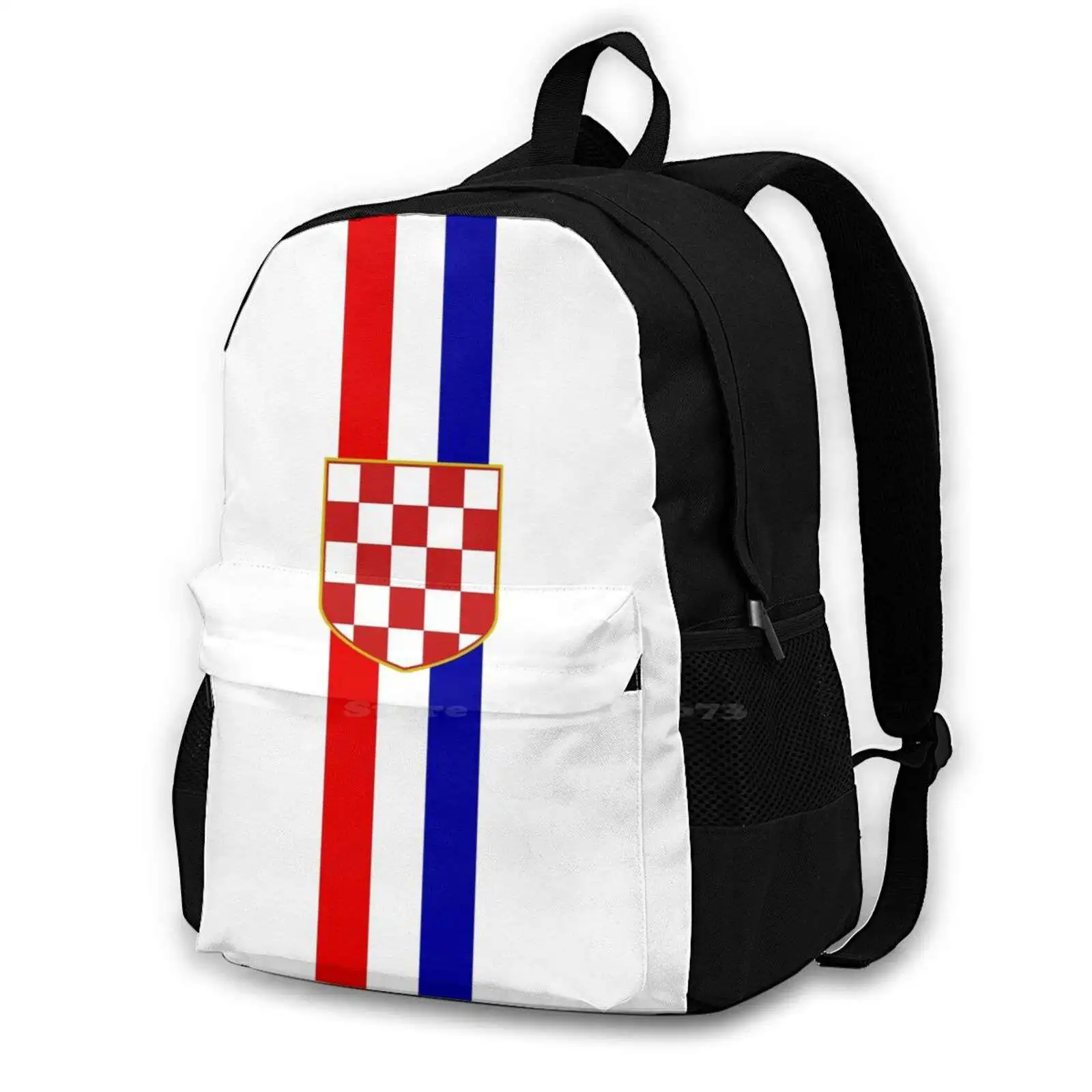 Croatia Crest With Tri-Colour Strip Hrvatska Travel Laptop Bagpack School Bags Croatia Hrvatska Oluja Bljesak Tigers Tigrovi