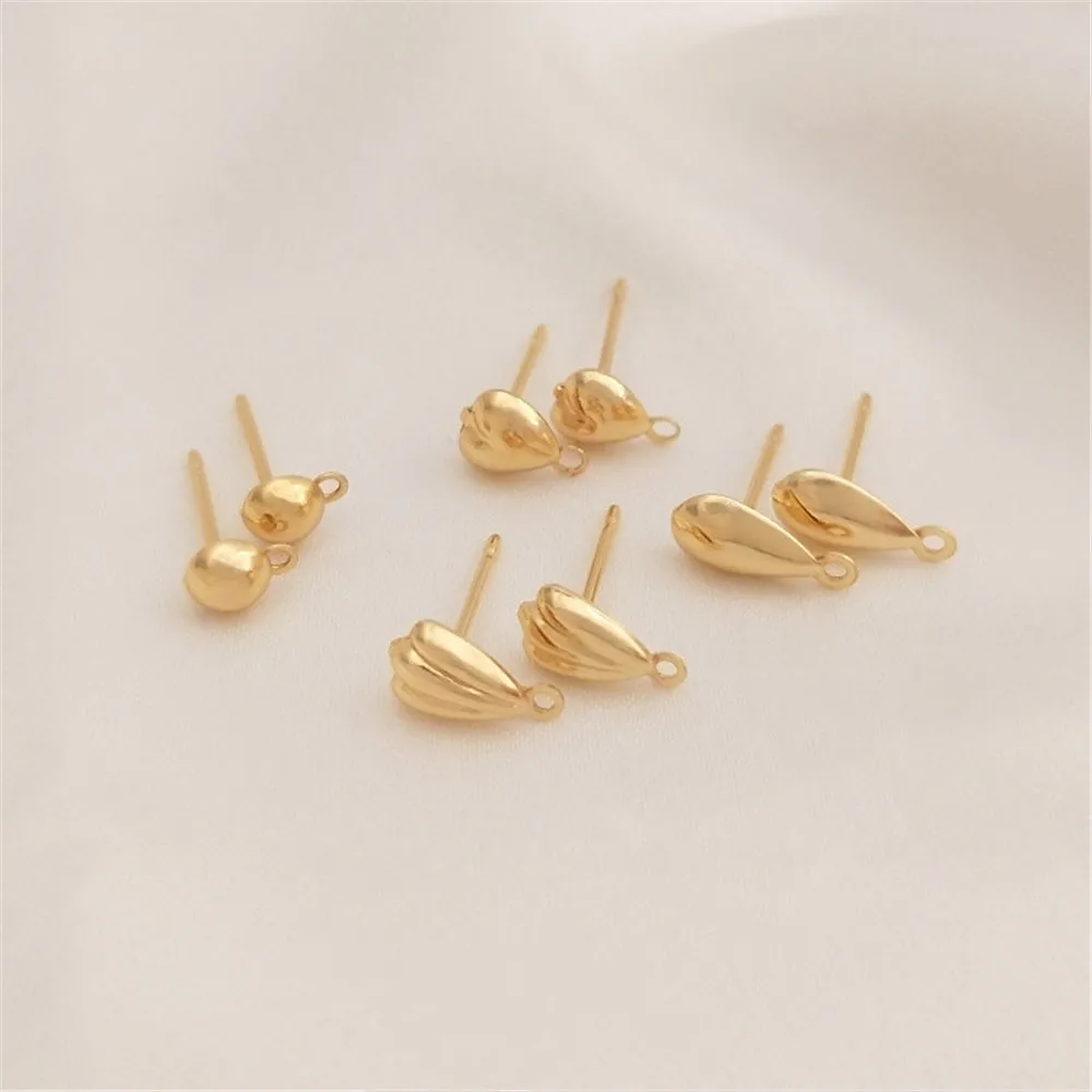 14K Gold Plated Heart-shaped water drop shell with hanging earrings DIY handmade earrings accessories ear pin