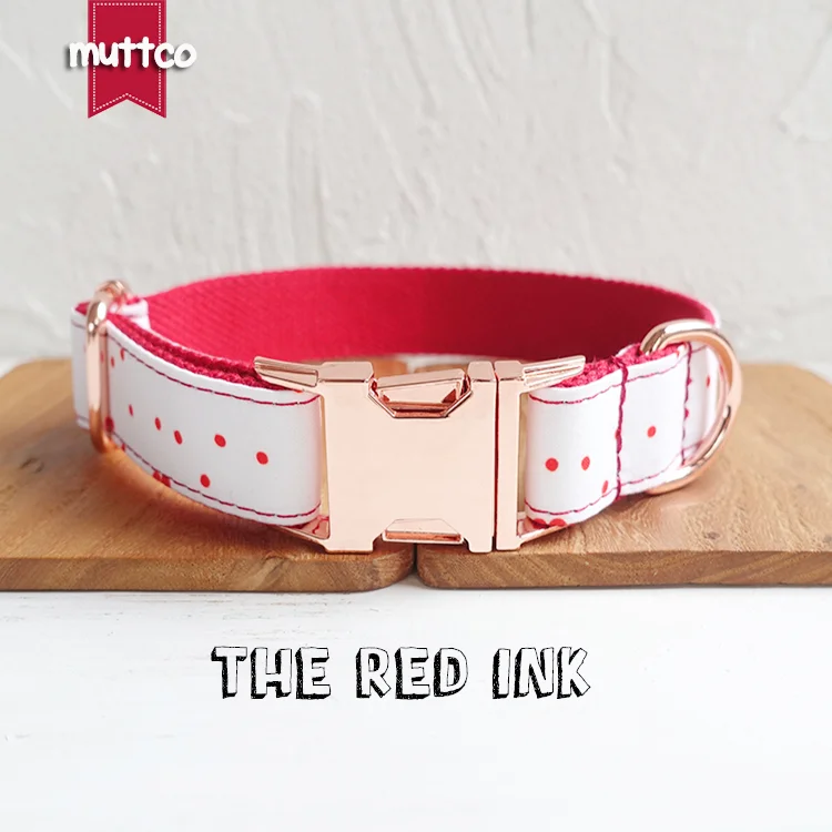 

MUTTCO unique dog collar THE RED INK convenient to walk the dog leash accessory for small medium large dog 5 size UDC093M