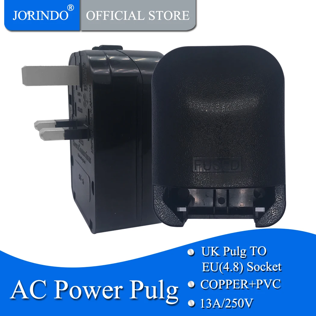 JORINDO Europe EU 2 Pin to UK 3Pin Plug Adapter Power Socket Travel Converter schuko adapter to England plug box type lot