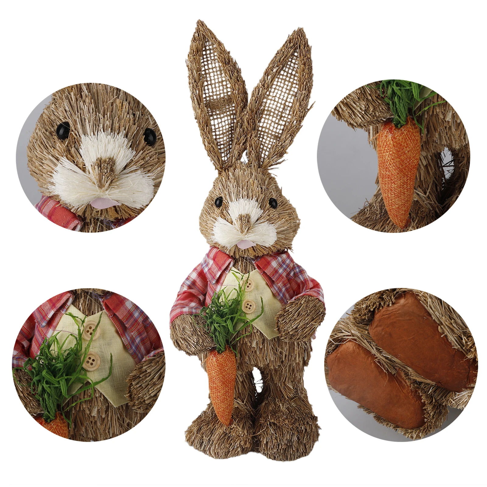 Ornements de lapin de paille artificielle mignon, cadeau d'anniversaire d'enfant, décoration de fête de Pâques, maison, jardin