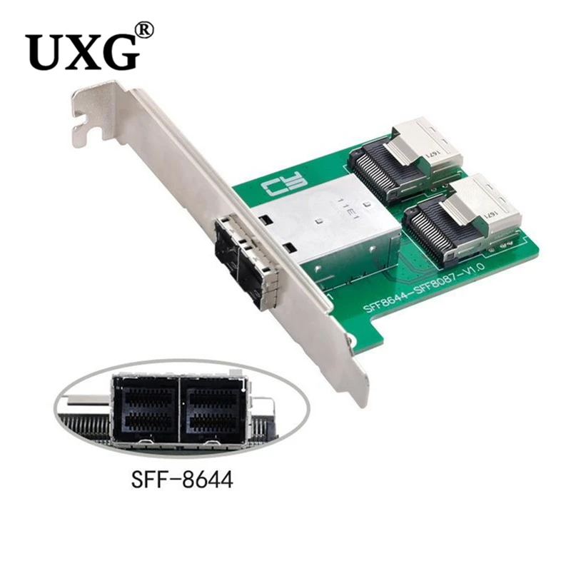 1PCS Mini SAS HD SFF-8644 Dual Ports to Internal JBOD Mini SAS SFF-8087 PCBA Female Adapter With Low Profile Bracket