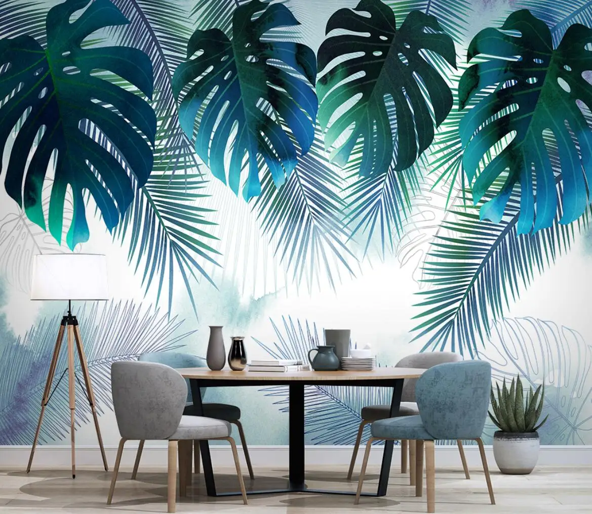 

Custom wallpaper Nordic tropical plants watercolor banana leaf TV background wall mural home decoration living room 3d wallpaper