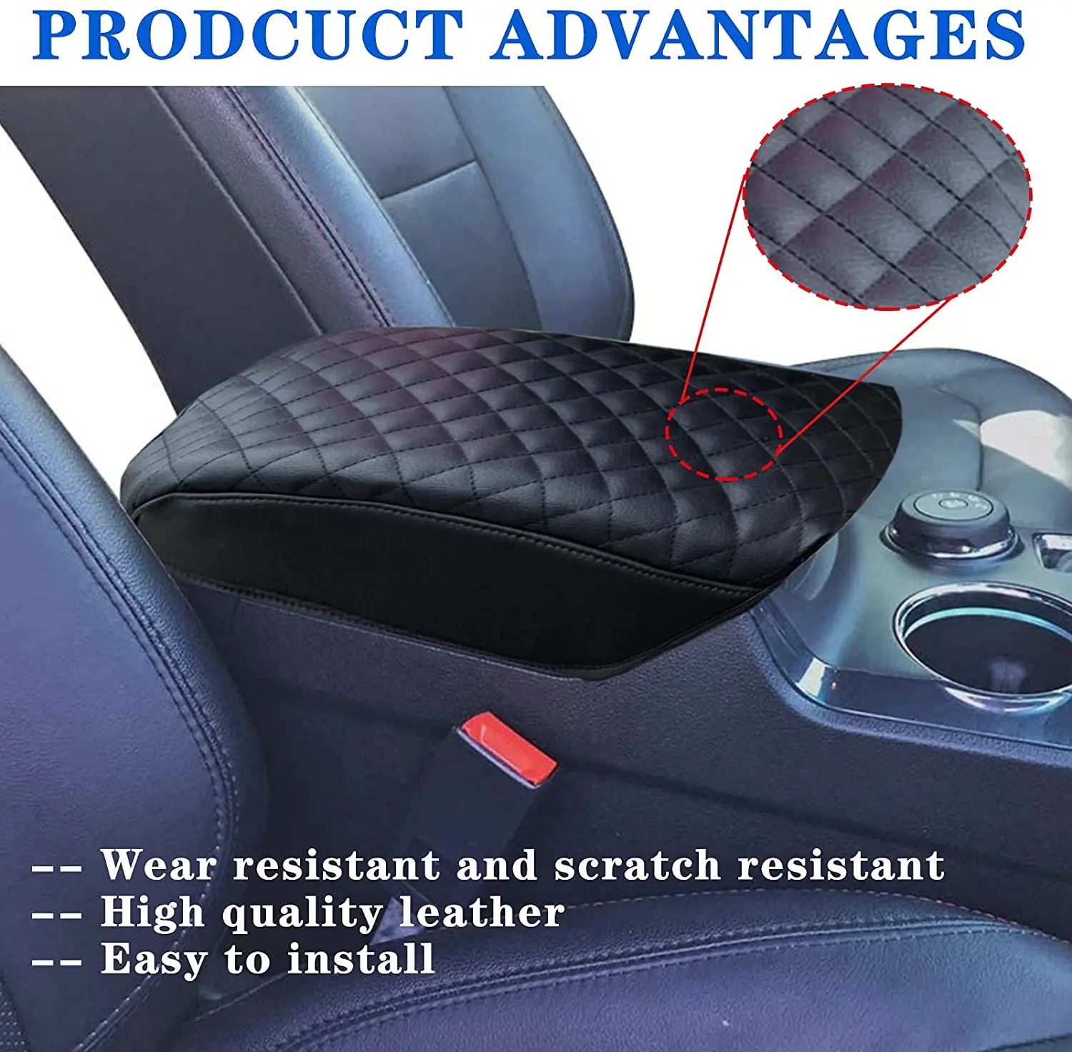 Car Center Console Cover PU Leather Anti-Slip Armrest Cover For Ford Explorer SUV 2011 2012 2013 2014 2015 2016 2017 2018 2019