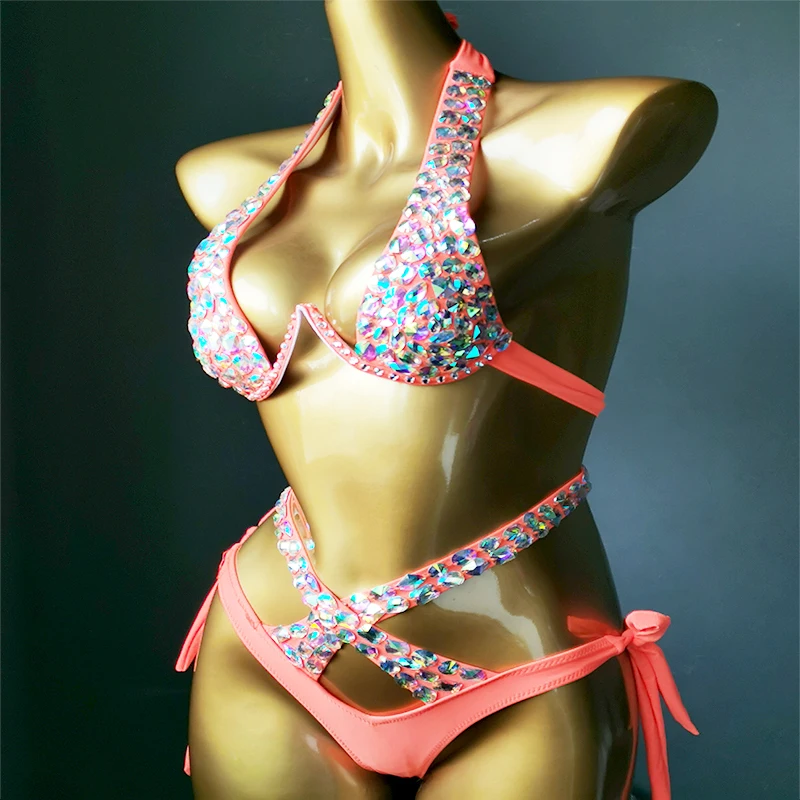 Imagem -05 - Venus Férias Novo Estilo Daimond Conjunto de Biquíni Strass Banho Push up Maiô Beachwear 2023