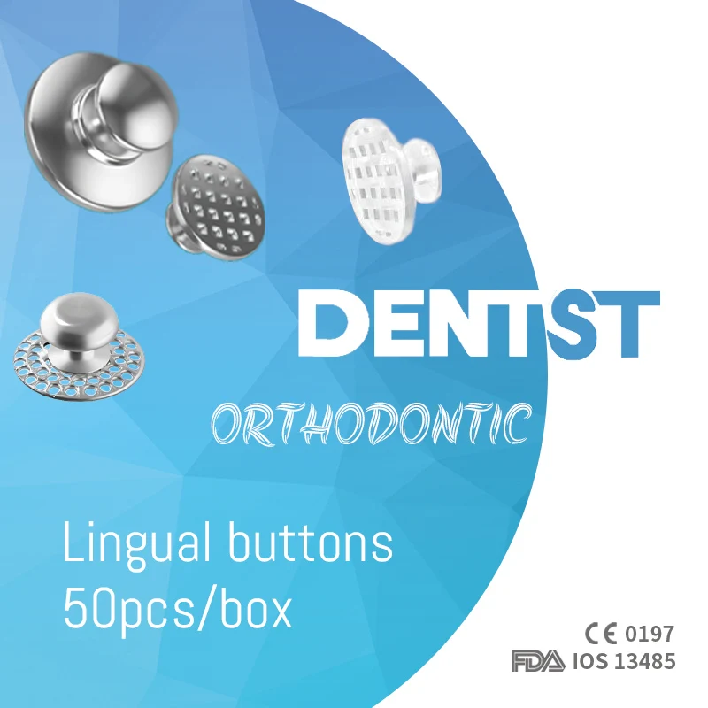 Dentst 50 sztuk/pudło Dental ortodontyczny metalowy język przycisk Bondable Monoblock okrągła podstawa