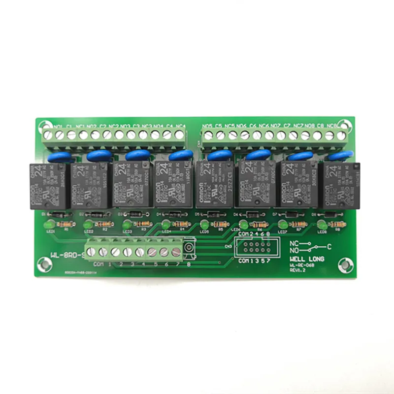 WELL LONG 8 Channel NPN Type 24V Power Relay Interface Module,G5LA-14  24VDC.