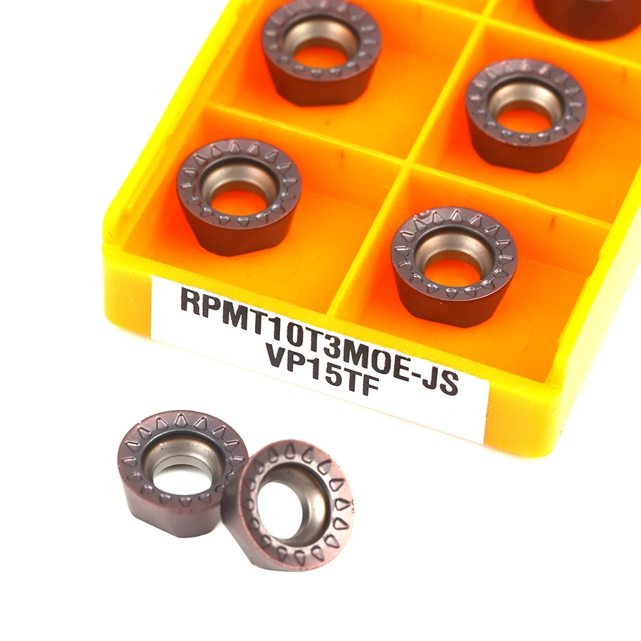 10Pcs Hoge Kwaliteit RPMT10T3MOE Js VP15TF Carbide Ronde Wisselplaten Cnc Draaibank Gereedschap Pvd + Cvd Coating Gezicht End molen Voor Snijden