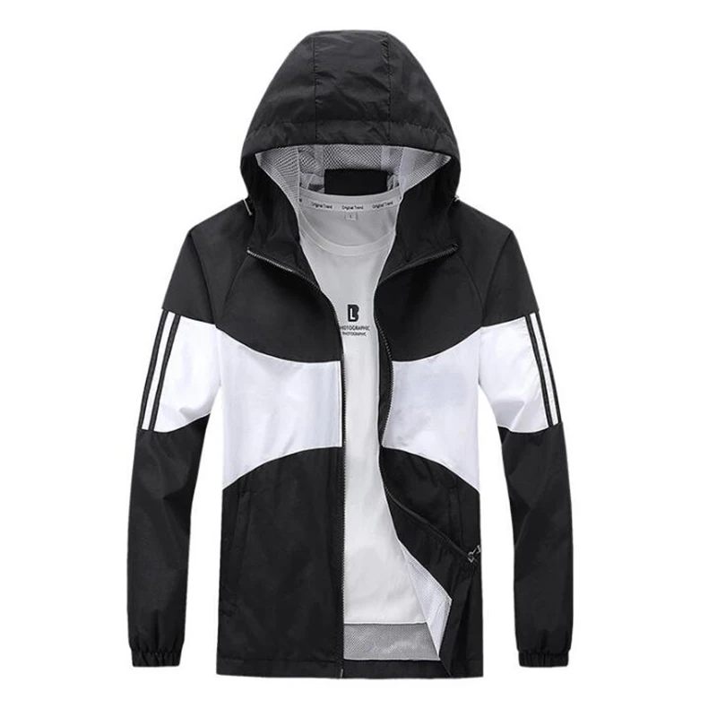 Sport Coat Men Windproof Gym Clothes 2021 New Double Layer Thin Hooded Sportswear Tops Breathable Tennis Jogger Running Jackets