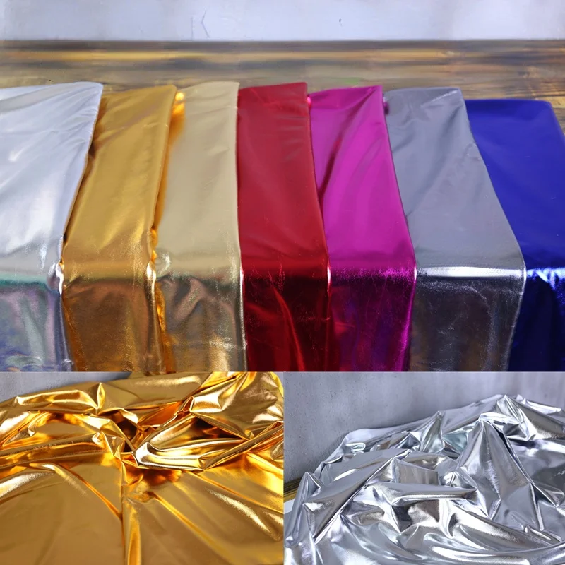 Gold and Silver Spandex Glossy Fabric,elastic Bronzing Fabric on All Sides,wedding Decoration Stage Performance Clothing Fabric