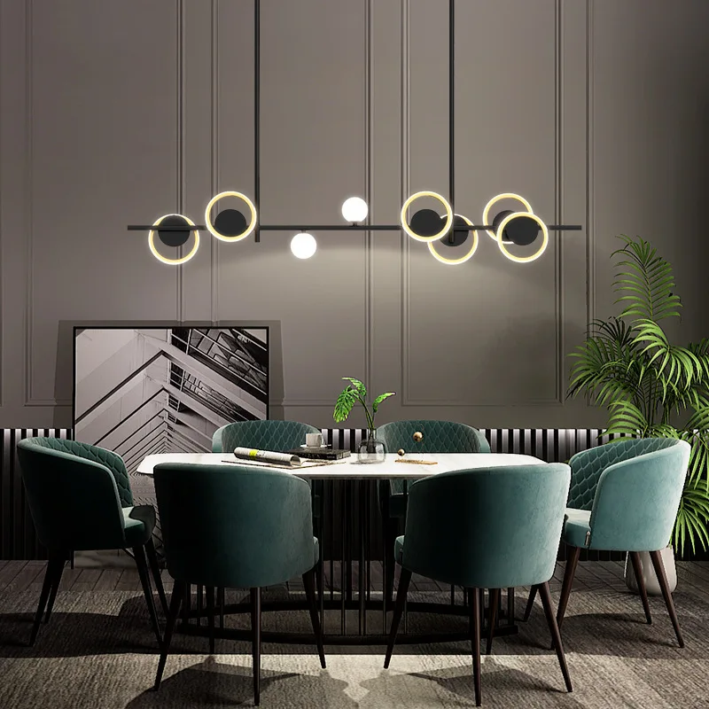 Modern Simple kitchen Decor Lighting Nordic LED Black Chandelier Dining room Island Hanging Lights Bar counter Fixtures 220-240V