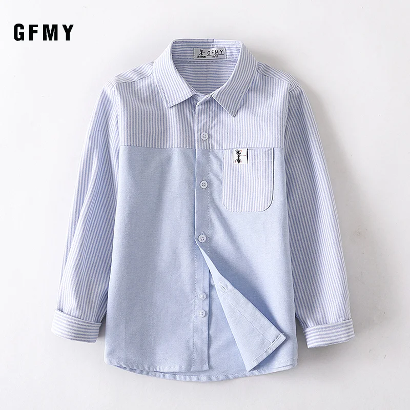 GFMY2021 Spring Autumn100% Cotton Full Sleeve Children Fashion Splicing Boys Shirts 3T-16T Casual Big Kid Clothes Shirt 6613