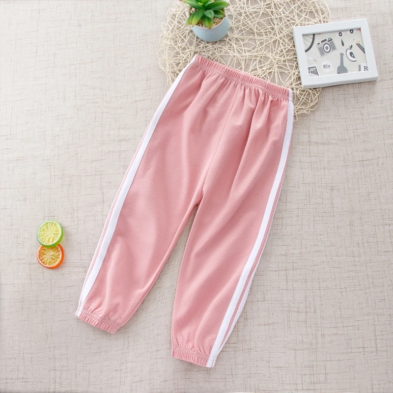 Children\'s Spring and Autumn Trousers Thin Linen Silk Boy Girl Bloomers Trousers Casual Baby Pants Children\'s Sports Pants 3-8 T