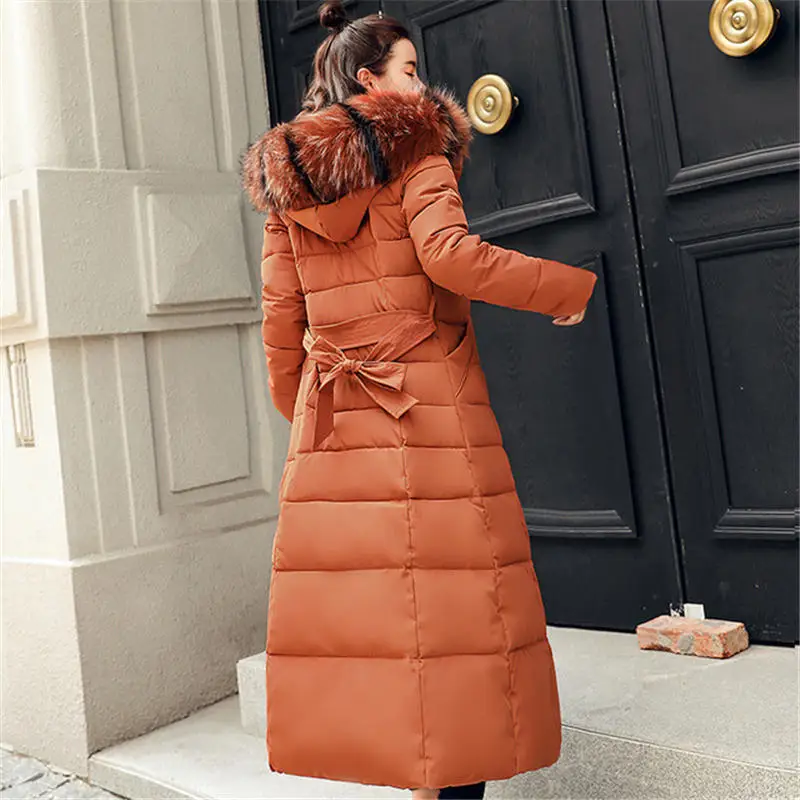 2023 New Winter Cotton Coats Womens Clothing Autumn Winter Jackets Casual Large Size Fur Collar Hooded Long Parkas Overcoat N932