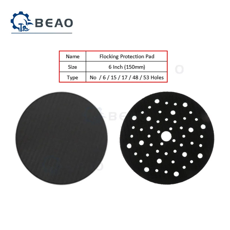 6 Inch 150mm Ultra-thin Surface Protection Interface Pad for Sanding Pads and Hook&Loop Sanding Discs Flocking