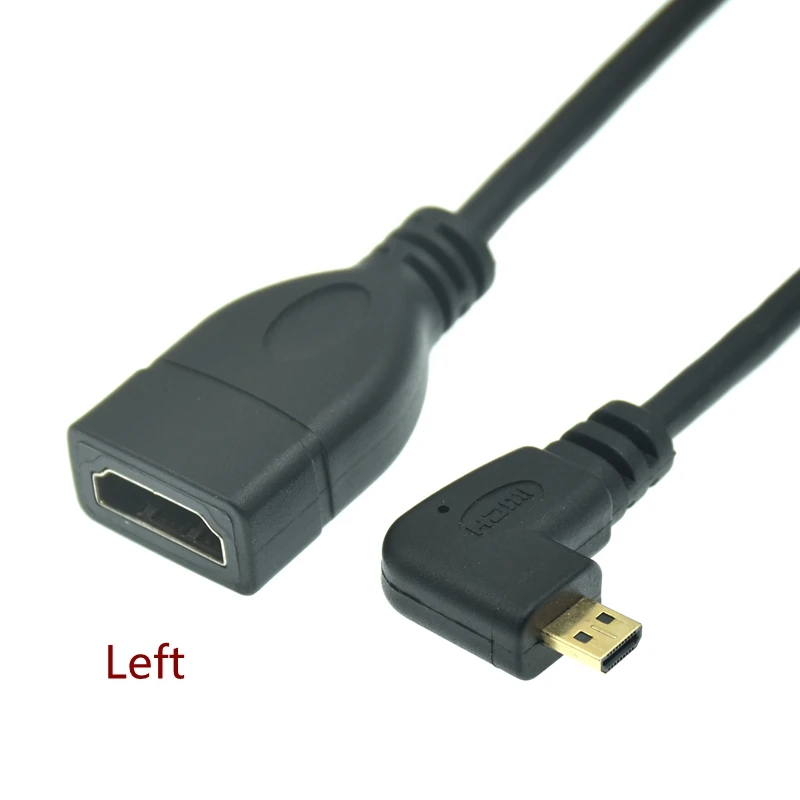 90 Degree Left/Right/Up/Down Angled Micro HD Male To HDMI-compatible D Type Female Adapter Cable Convertor