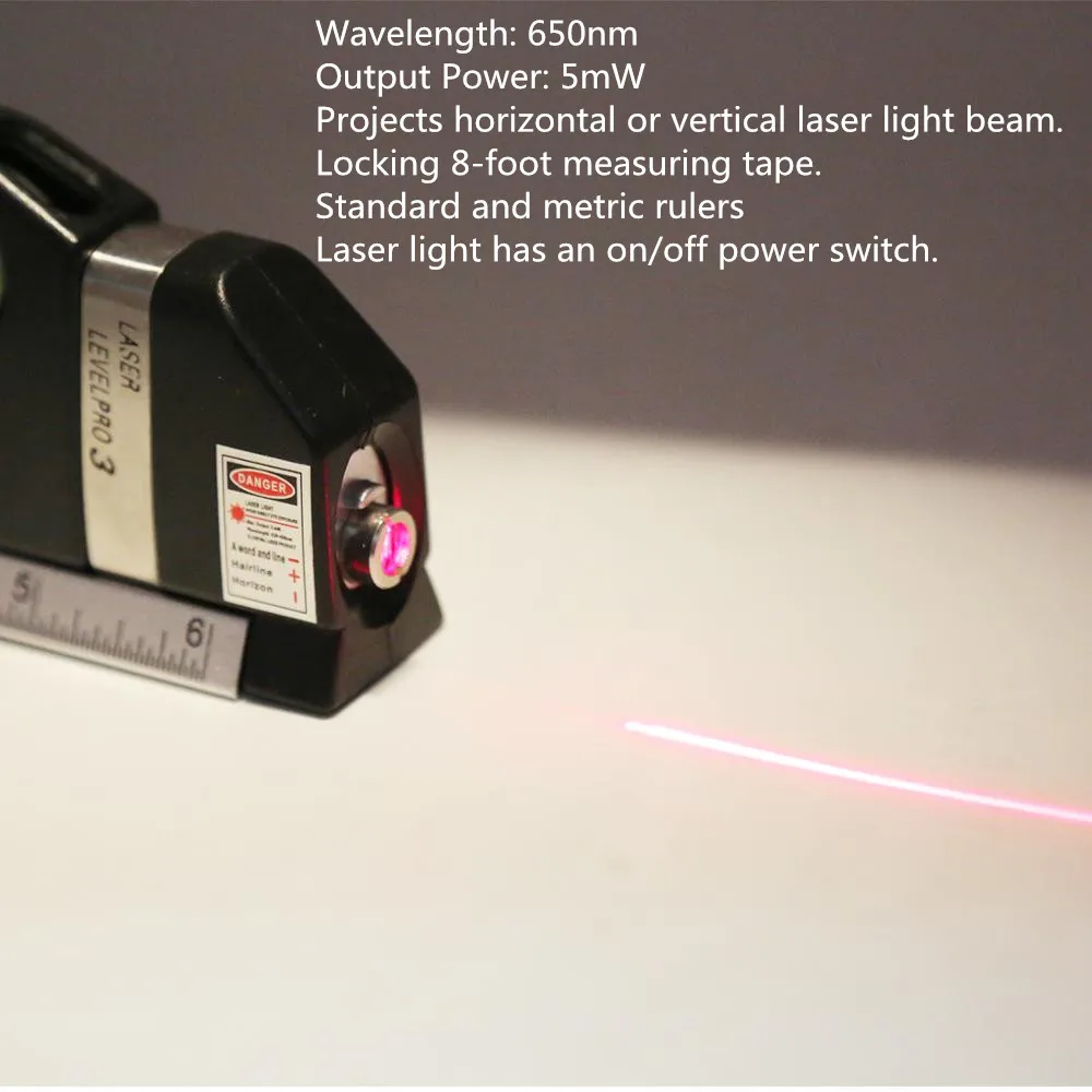 Laser Level Infrared Level Ruler Horizon Vertical Measure 8FT Aligner Standard and Metric Rulers Multipurpose Measure