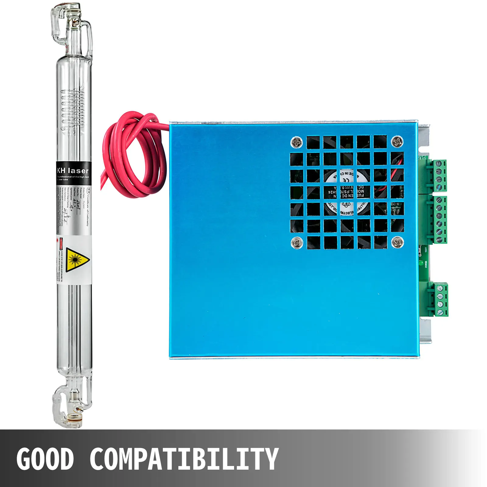 VEVOR Tabung Laser Kaca 40W dan Kit Catu Daya Laser 40W Pengukir Laser CO2 Panjang 700Mm untuk Mesin Pemotong Laser Pengukir