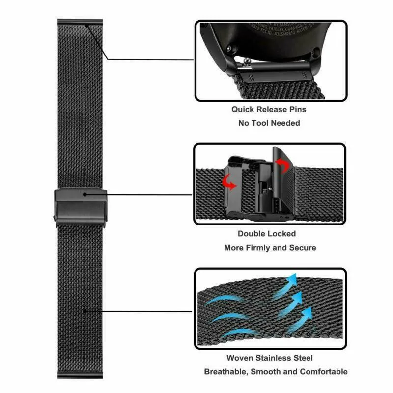 22mm Mesh Milanese Band For Samsung Galaxy Watch 3 45mm 46mm 20mm Bracelet Strap For Watch 3 41mm Active 1 2 40mm 44mm S3