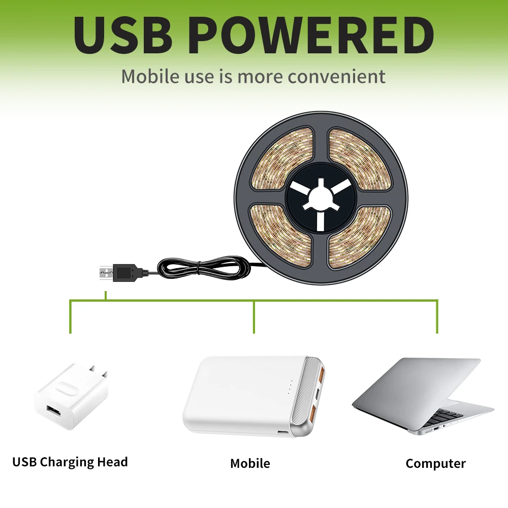 5V Tira LED Strip Lamp Kitchen Waterproof Flexible Ribbon LED Light Stripe USB Closet Cabinet Backlight Tape LED Strip Light