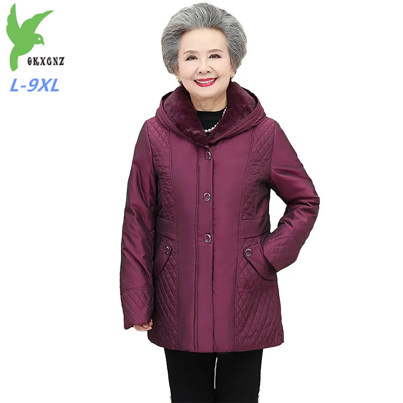 2022 New Winter Down Jacket Elderly Women's Parka Thick Warm White Duck Down Coats Fur Collar Mother Hooded Parka Female G678