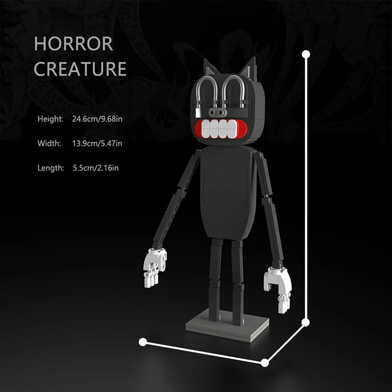 Moc Cartoon Kat Horror Game Monster Terroristische Creature Bouwstenen Brickheadzs Zwarte Robot Bricks Speelgoed Voor Kinderen Geschenken