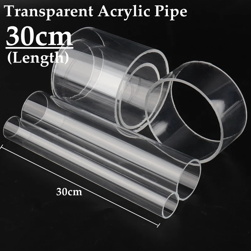 2pcs 30cm O.D16-110mm Clear Acrylic Pipe Tube DIY Aquarium Fish Tank High Transparent Glass Pipe Industry Clear Acrylic Pipe