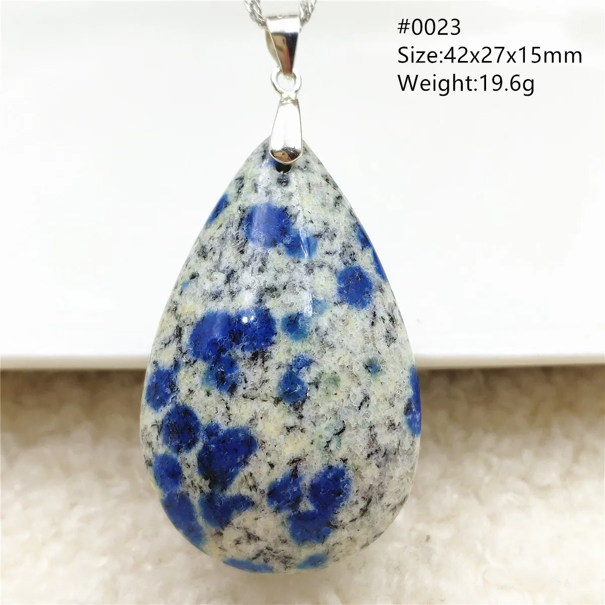 Natural Blue K2 Jade Pendant Volcanic Women Men Water Drop Blue K2 Jade Stone Bead Necklace AAAAAA