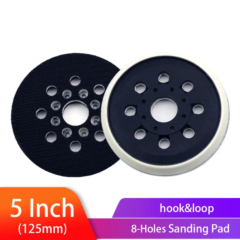 5 inch 125 mm 8/17 Holes Backing Pad Hoop & Loop Sanding Pads Dust Free for Sanding Disc Holder Electric Power Sander Pad