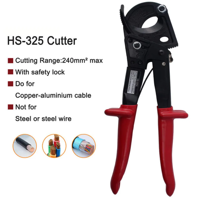 

HS-325A ratchet cable cutter, wire cutter, cable cutter, copper and aluminum wire cutter