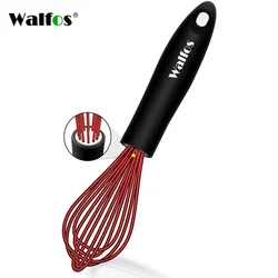 Walfos-batidor de silicona rojo de 8,5 pulgadas, batidor de alambre de acero inoxidable, resistente al calor, utensilios de cocina antiadherentes, huevo de globo