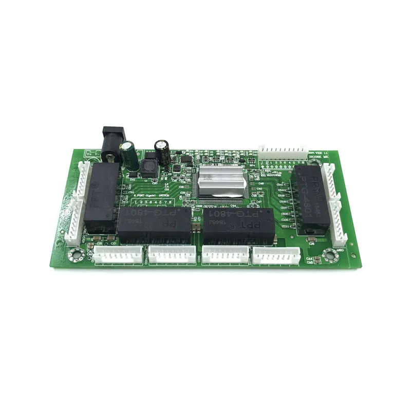 OEM PBC 8 Portas Gigabit Ethernet Switch Porta com 8 pin maneira cabeçalho 10 8/100/1000m hub 8way poder pin Pcb OEM placa de orifício do parafuso