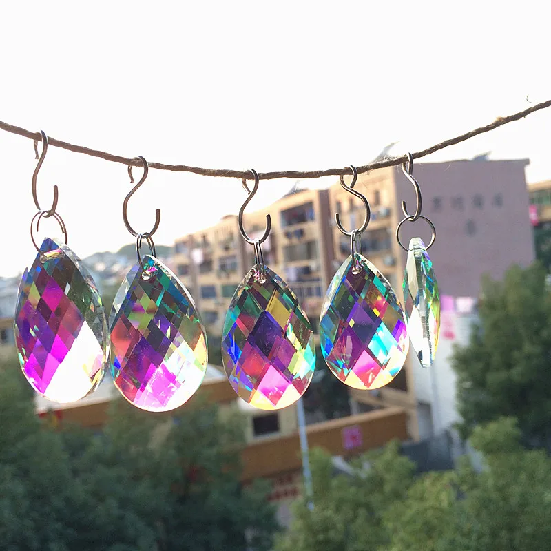 Top Quality 20pcs 38MM Festival Optical Clear Multi-faceted Crystal Prism Ornament Rainbow Making Glass Lamp Chandelier Pendant