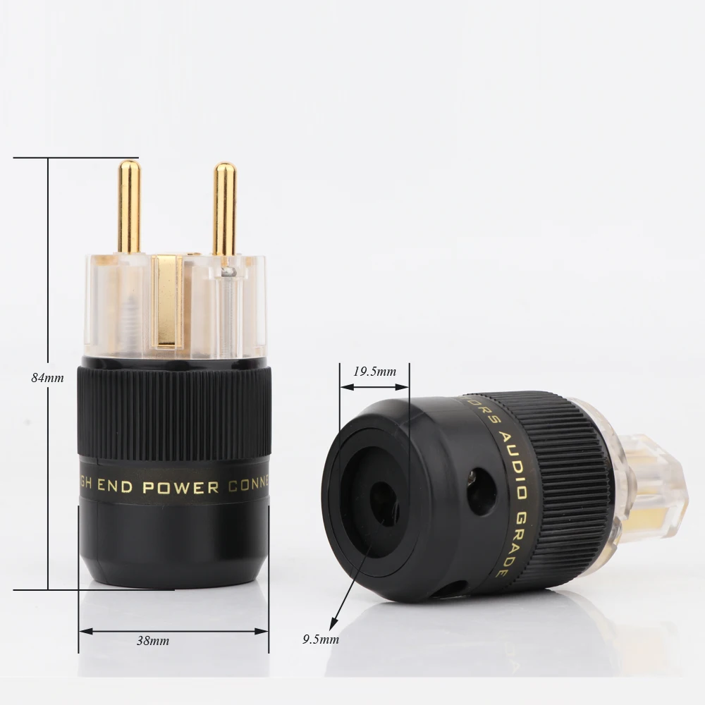 C-078(TG) One Pair T-078TE Hi End Audio Gold Plated Schuko Power Plug Connector+IEC C15 Female Plug