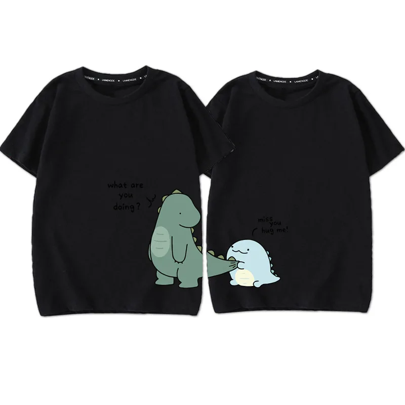 2022 mãe crianças família combinando roupa t-shirts roupas 100% algodão manga curta dinossauros dos desenhos animados pai meninas meninos roupas