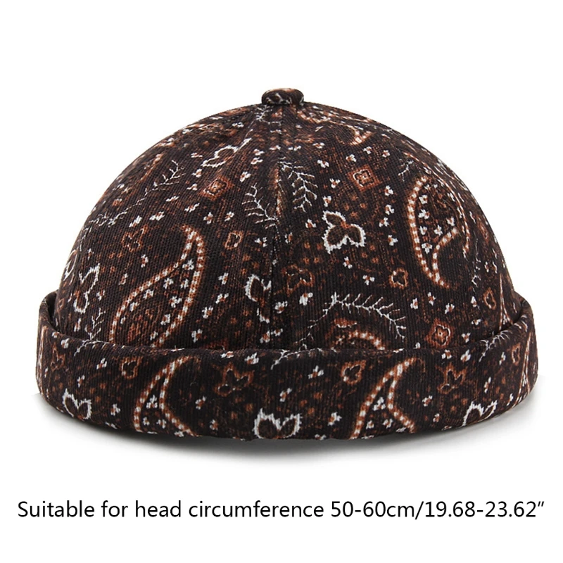 Vintage Docker Brimless Hat oddychająca czapka z Paisley Decoration Cotton regulowane damskie