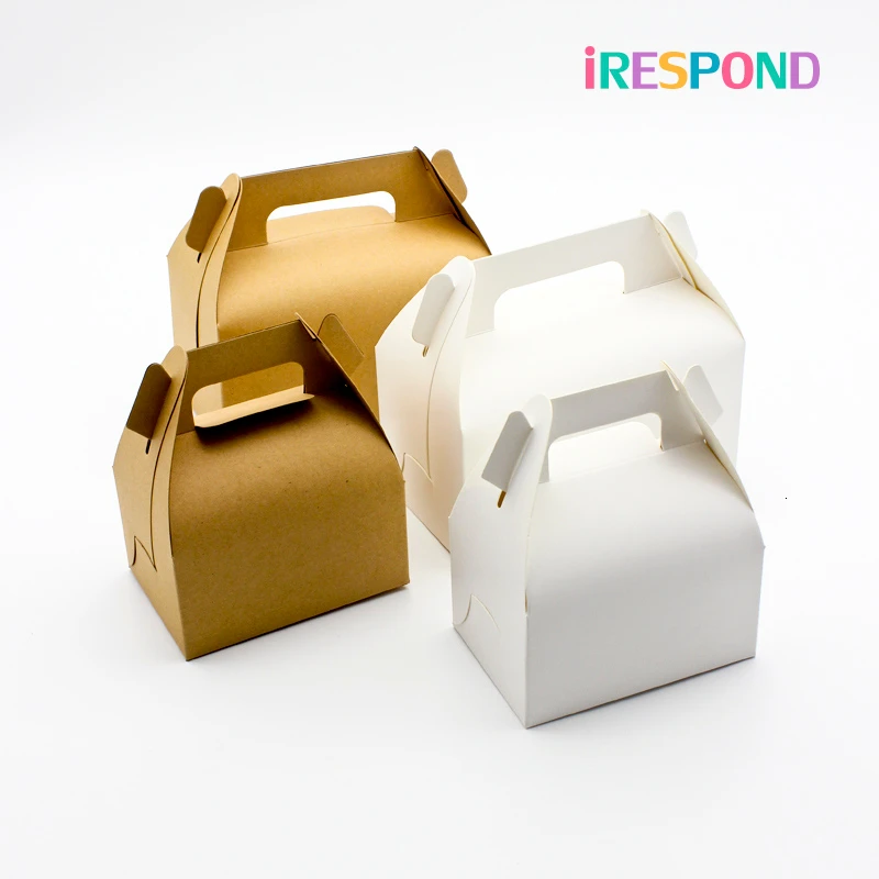 

10PCS Mousse Cake Box Handle Craft Gift Candy Kraft Paper Box Home Packaging Baking Gift Boxes Wedding Party Favors Birthday